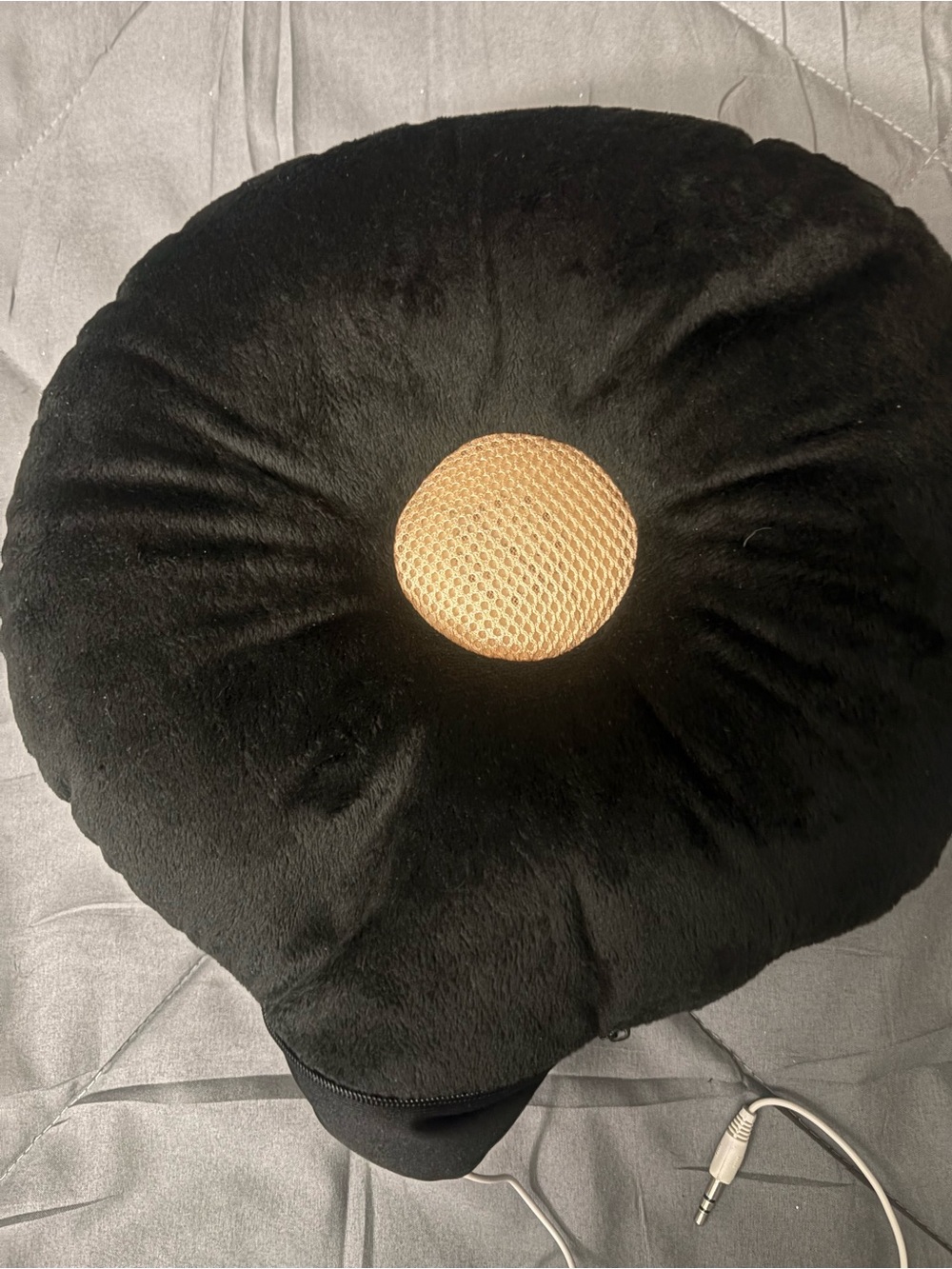 Black Round Donut Neck Pillow- Listen while you travel comfortably